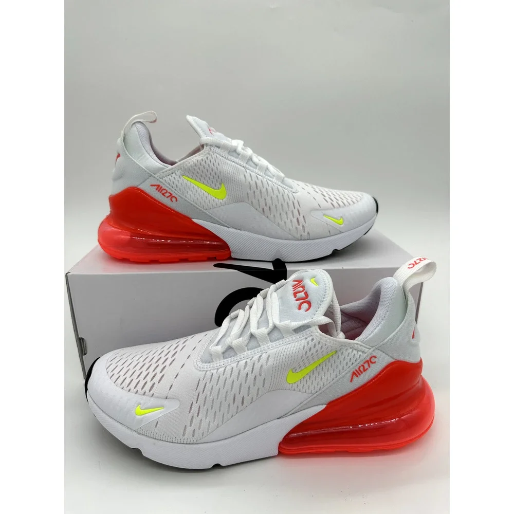 Nike Air Max 270 Woman's size 10.5 White Volt Crimson running shoes AH6789 114